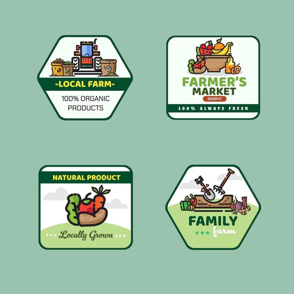 Hand drawn market labels. Market tag labels. vector