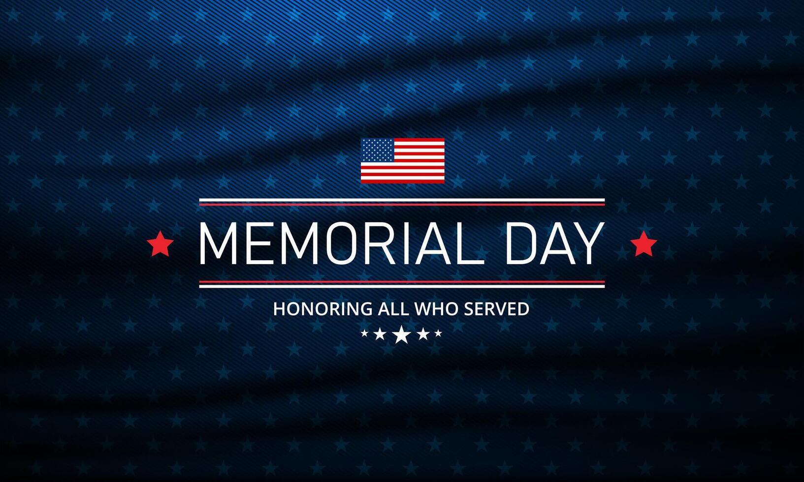 Memorial day background design with stars and stripes background and Honoring all who served text vector