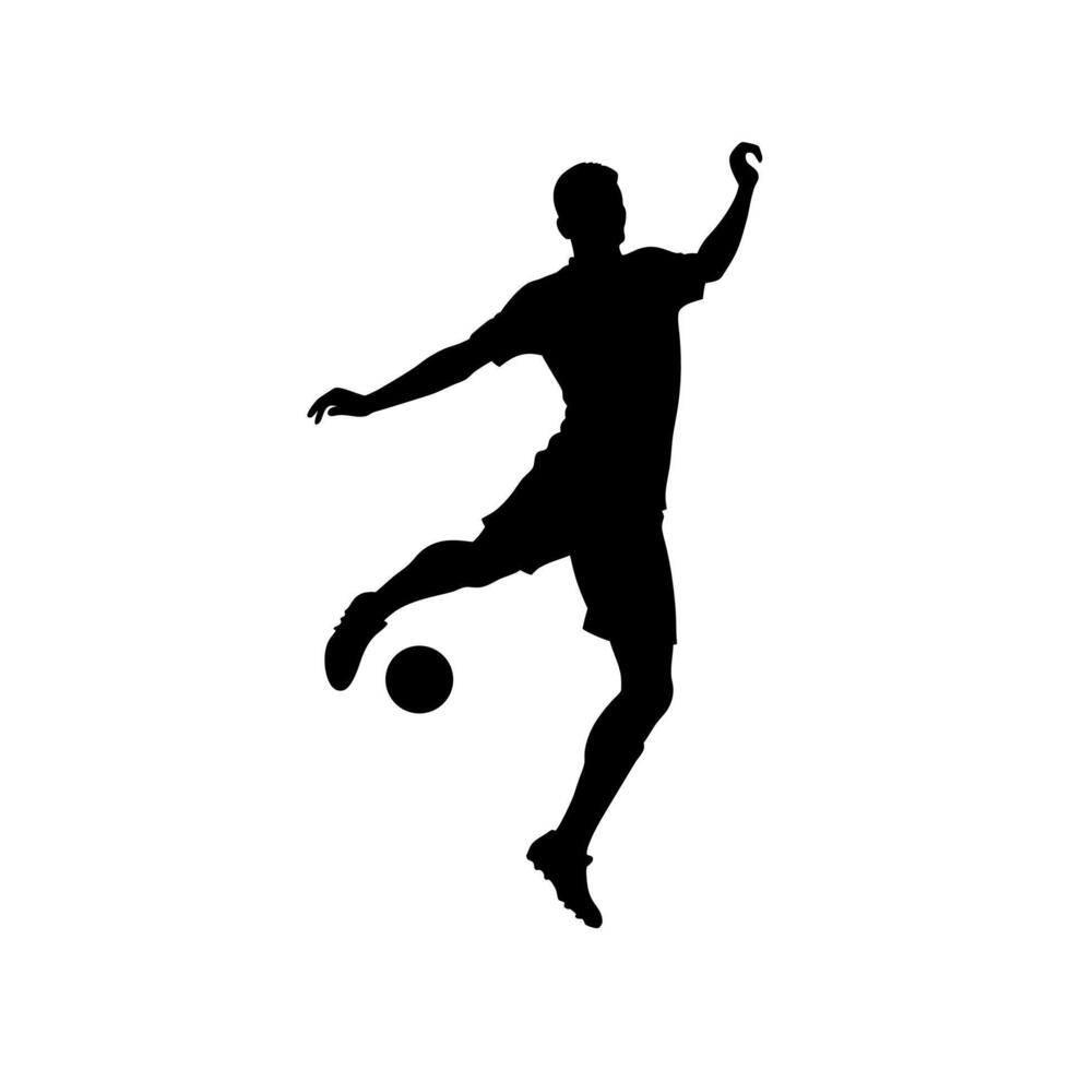 a silhouette of a man kicking a soccer ball vector
