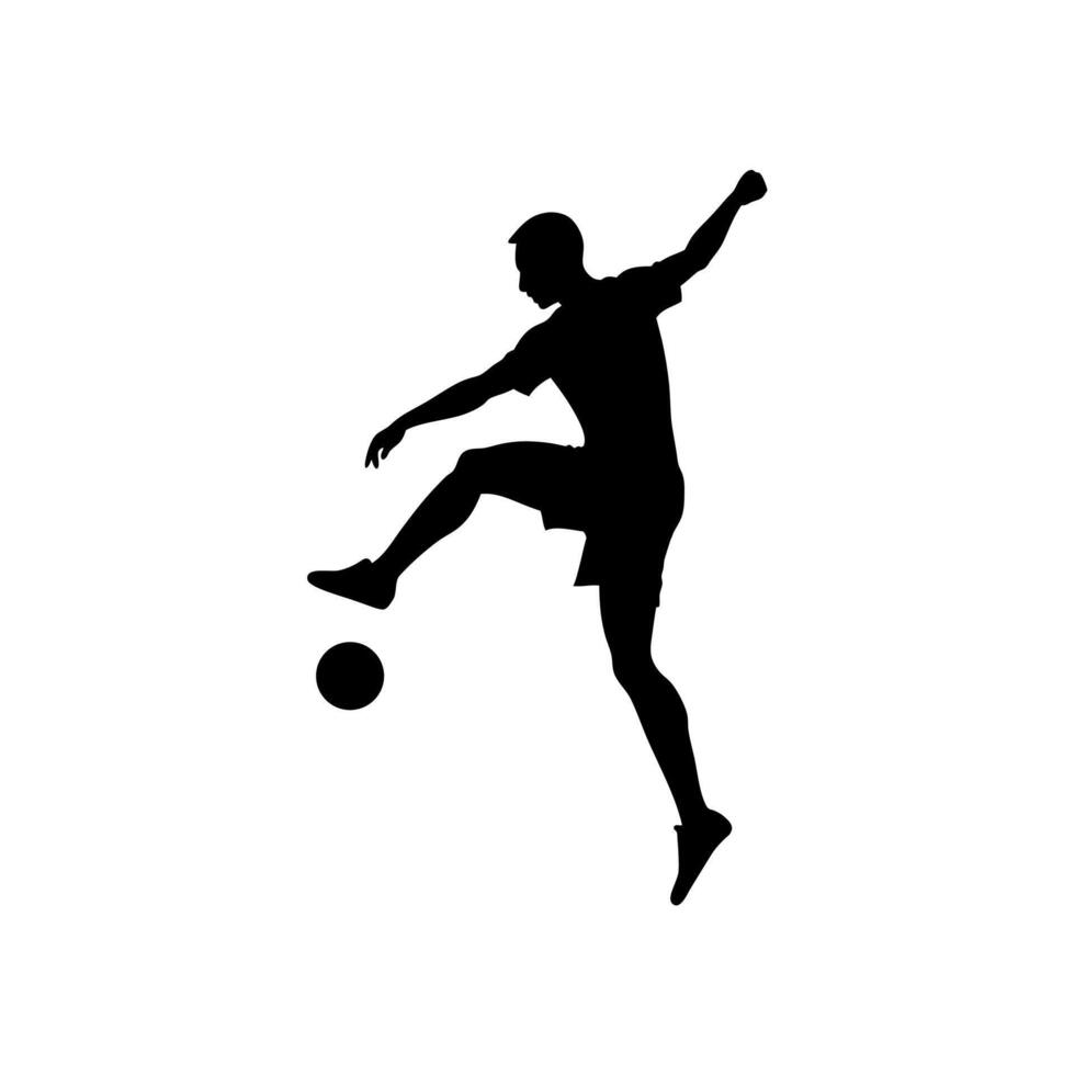 silhouette of a man kicking a soccer ball vector