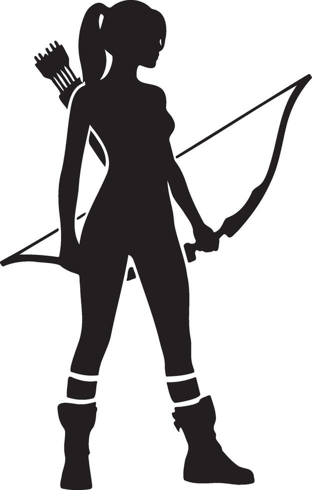 Female Archery Player Sketch. vector