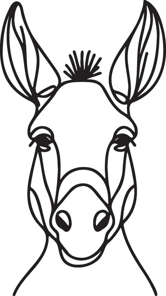 Donkey Head Line Art. vector