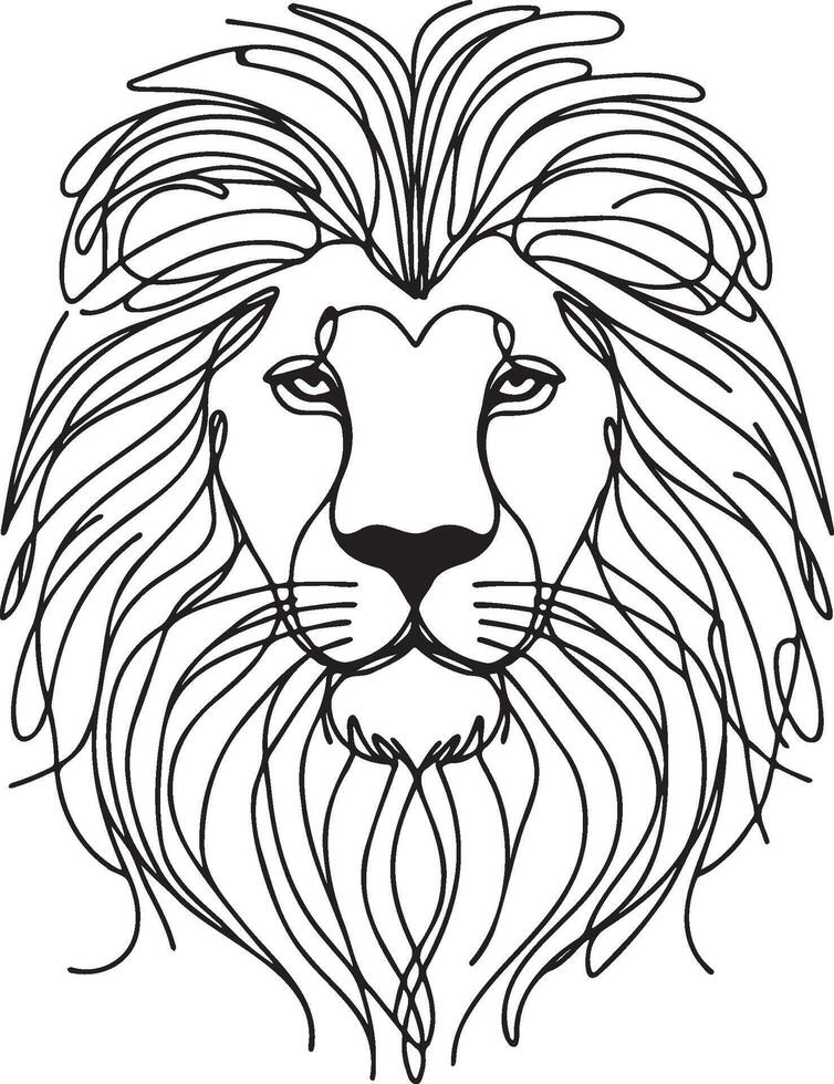 Lion Head Line Art. vector