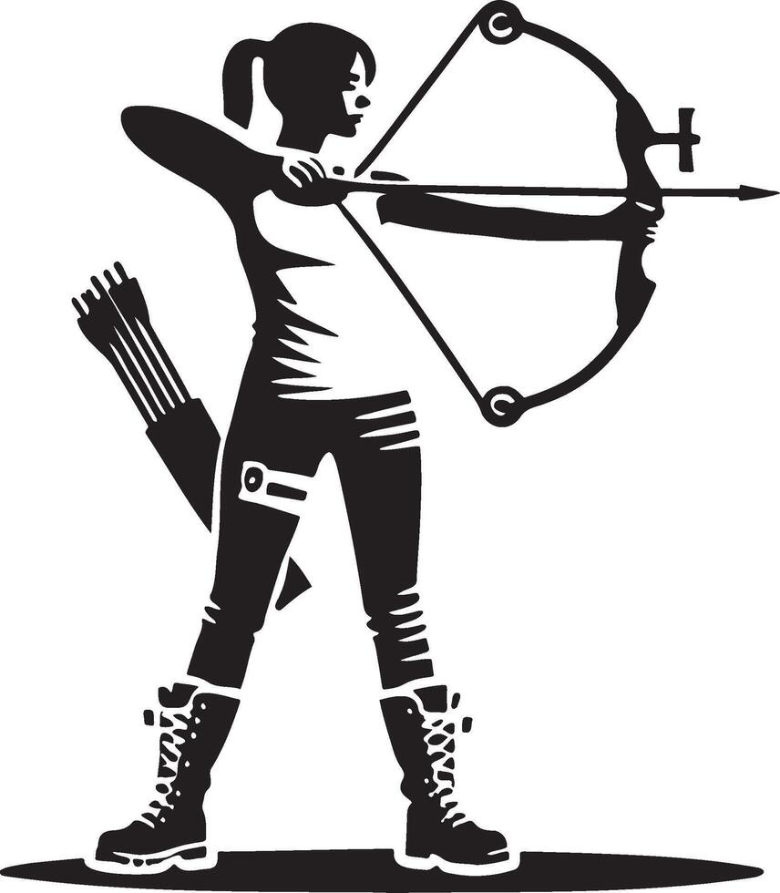 Female Archery Player Sketch Illustration. vector