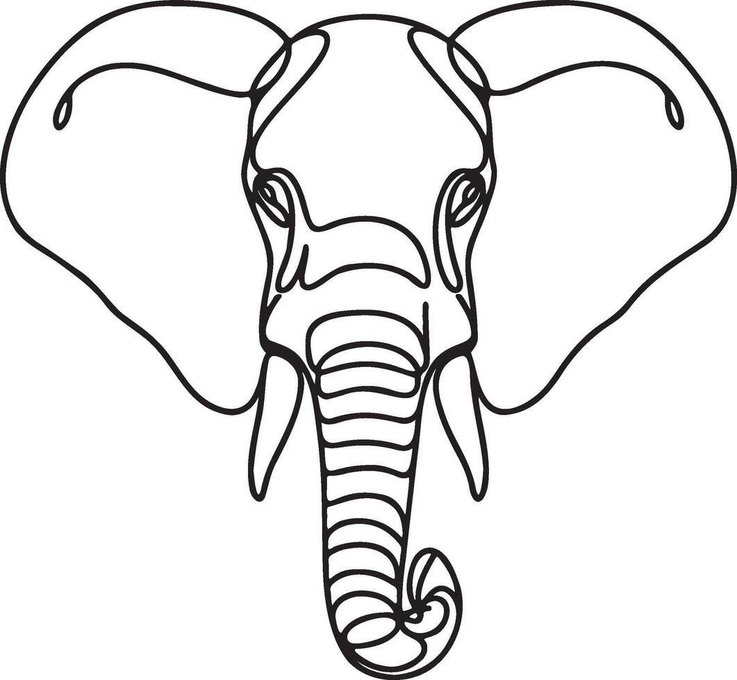 Elephant Head Line Art. vector