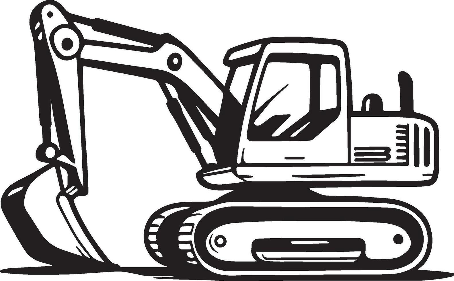 Excavator Sketch Drawing. vector