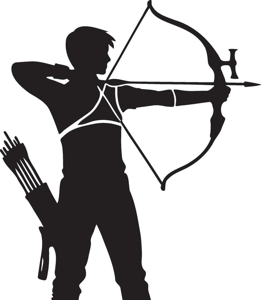 A Male Archery Player Silhouette. vector