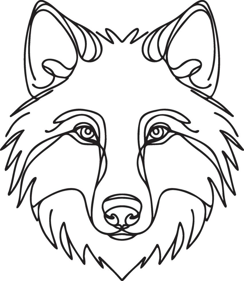 Fox's Head Line Art. vector