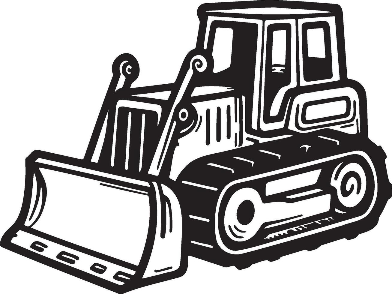 Bulldozer Sketch Drawing. vector