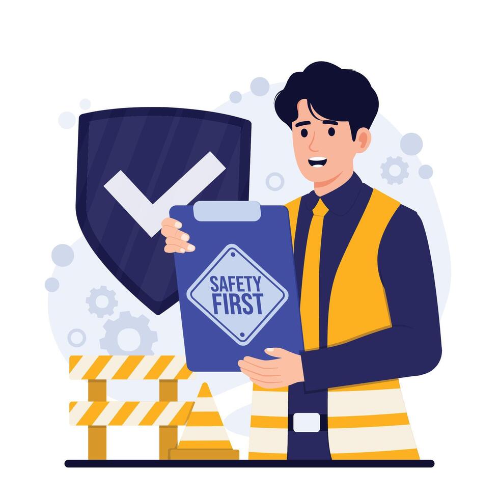 Safety regulation Occupational safety and health OSHA in construction flat style illustration concept vector