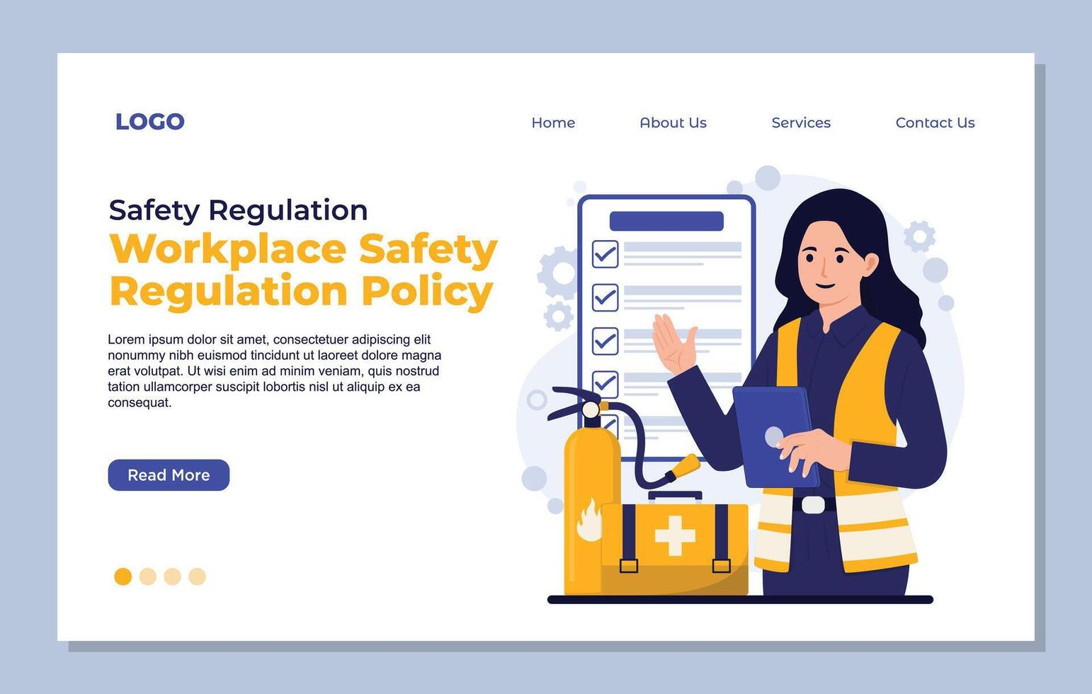 landing page template for Safety regulation Occupational safety and health OSHA vector
