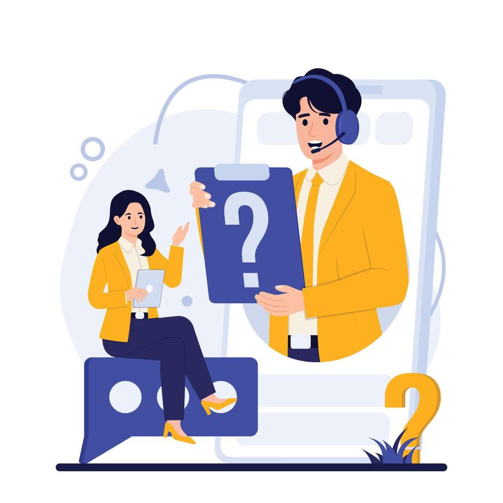 Customer support with chatbot chat bot, call center, and technical help service in modern flat illustration vector