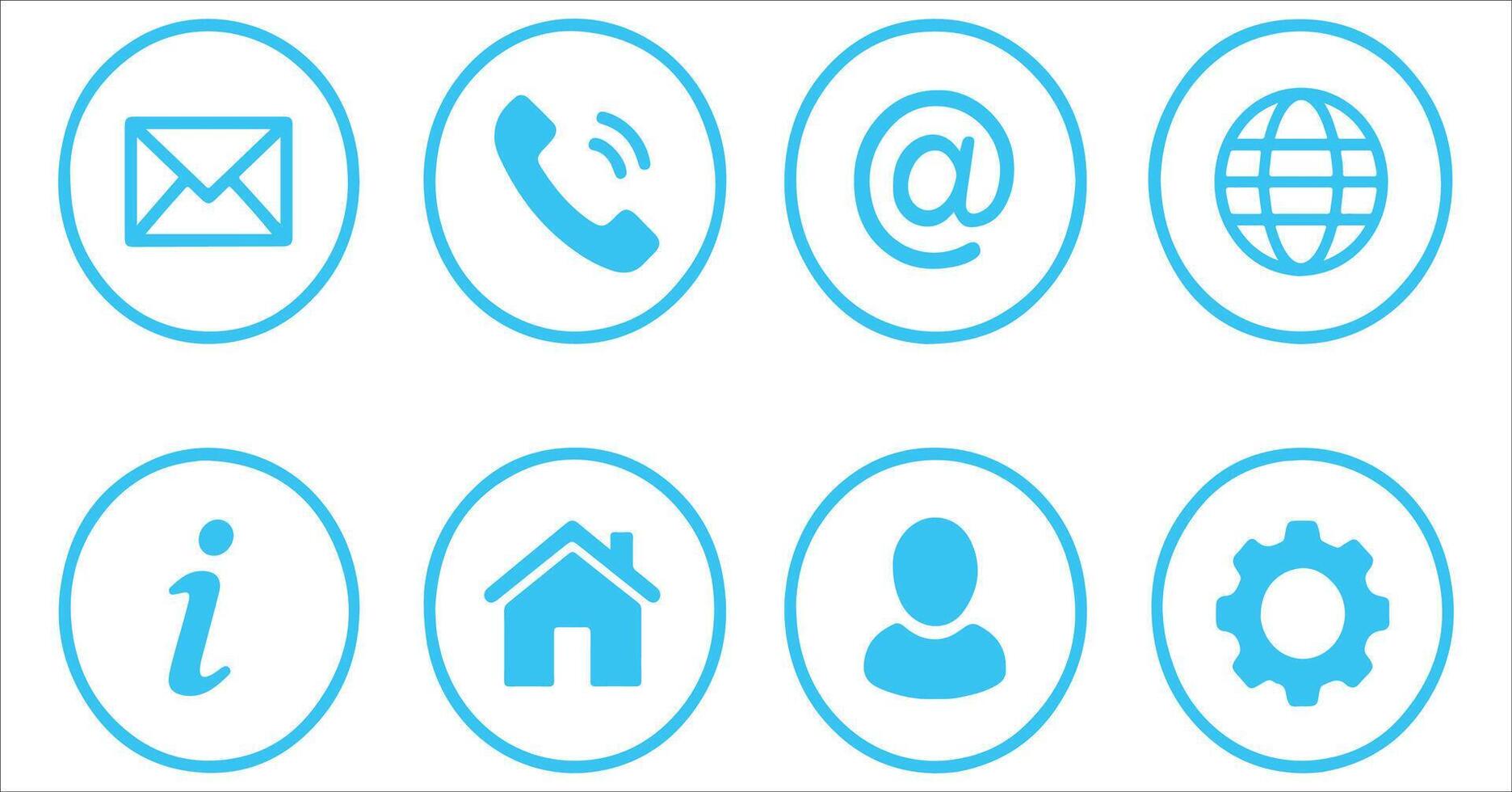 A set of blue icons with various symbols vector