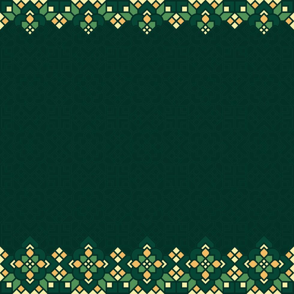 Oriental Geometric Mandala Ornament Frame on Sage Dark Green Background vector