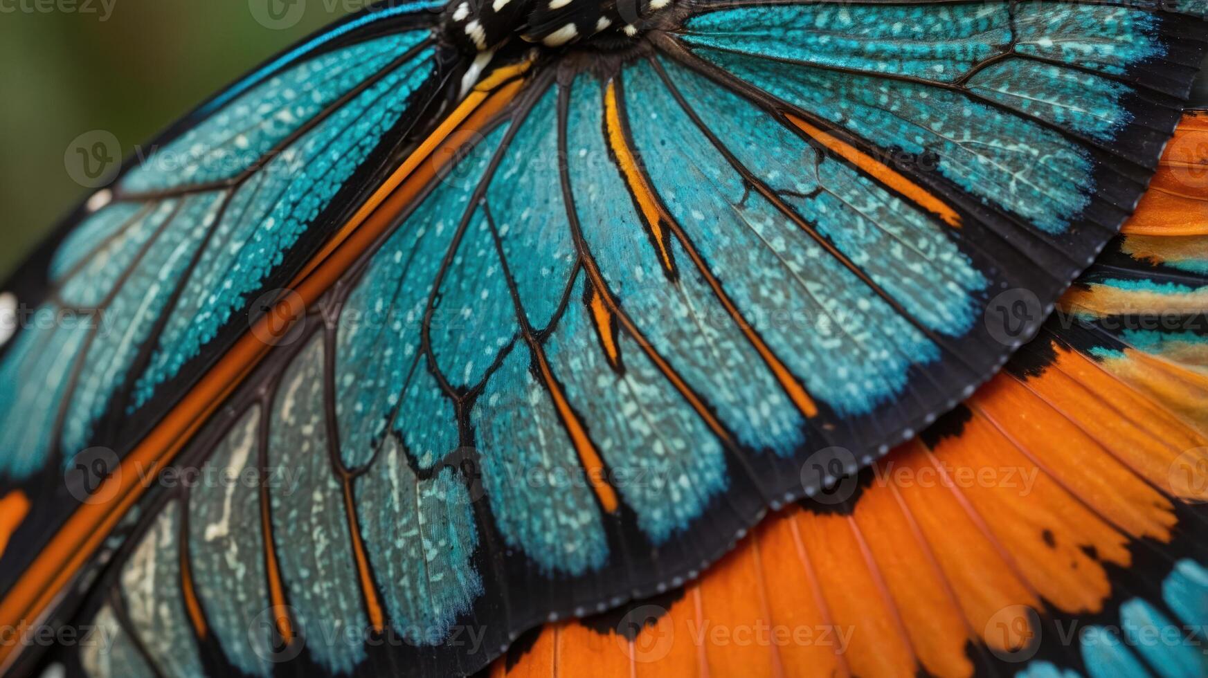 Close-up of a butterfly's vibrant wings showcasing intricate patterns and colors. photo