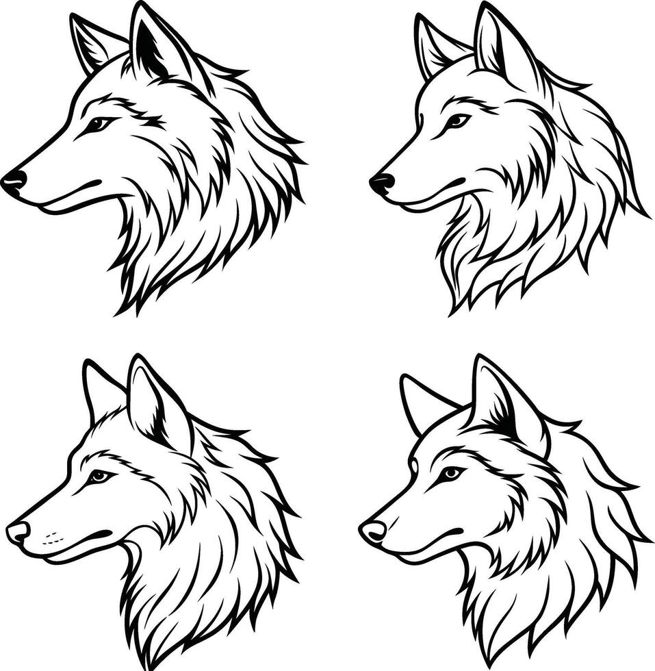 wolf head Line Art vector