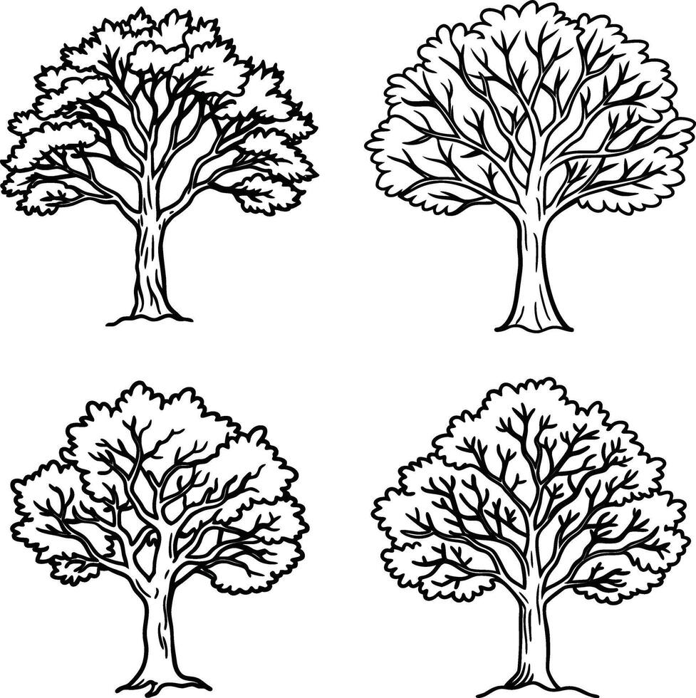 Charming Elegant Tree Line Art Compilation vector