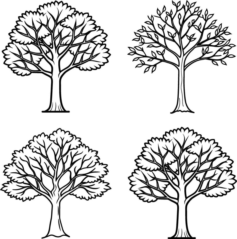 Elegant Tree Art Lines Collection vector