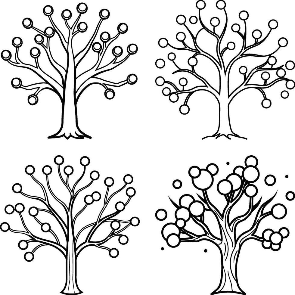 Minimalistic Elegant Tree Line Art Collection vector