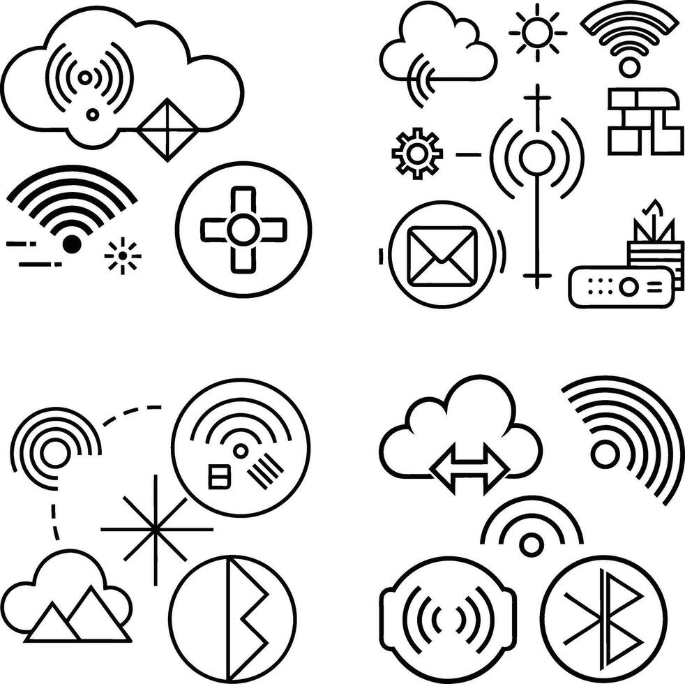 Tech Patterns with Futuristic Digital Geometric Shapes vector