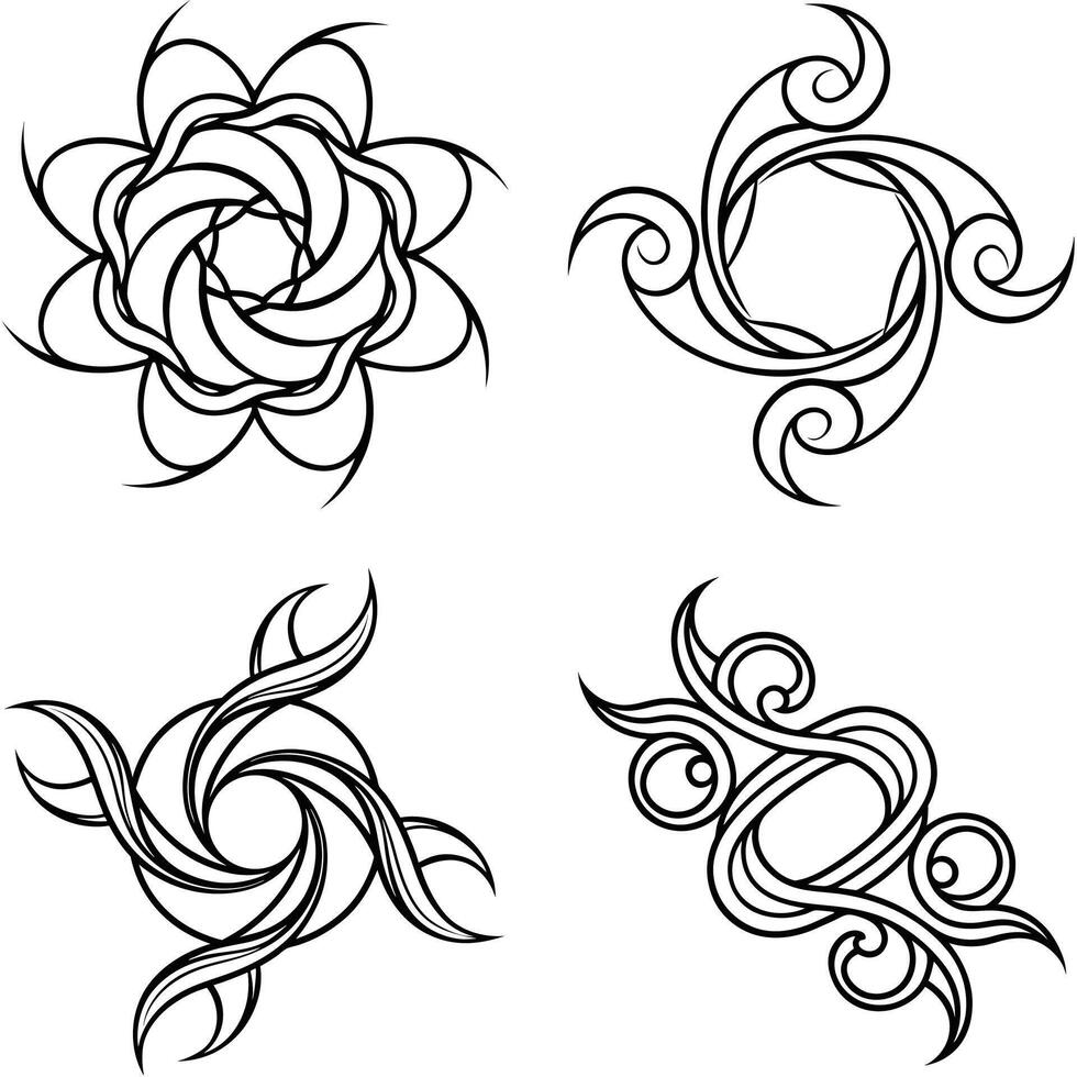 Refined Curved Line Art Flowing Set vector