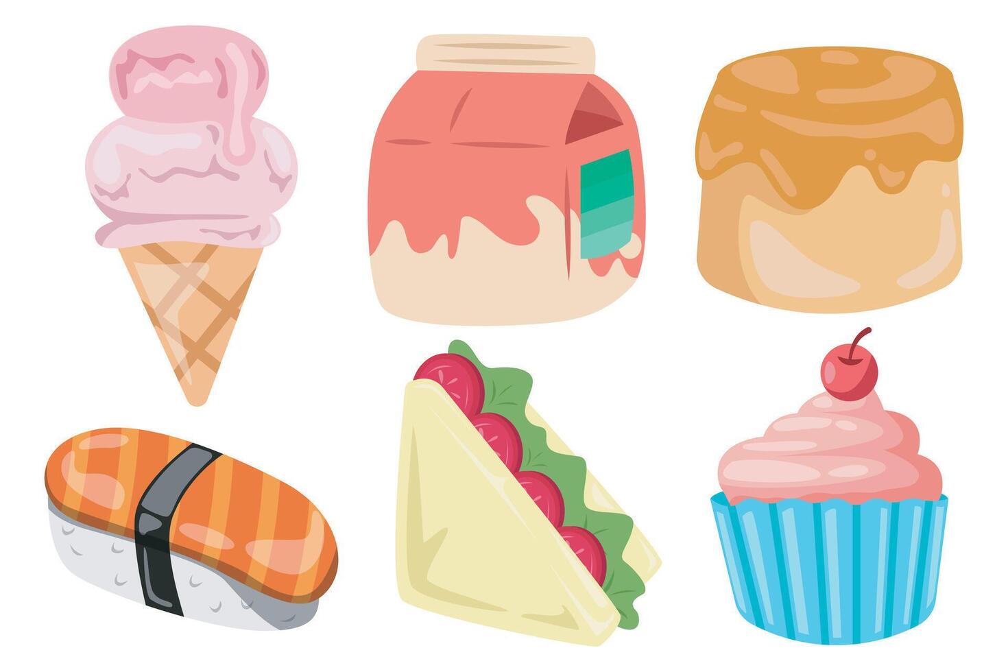 delicious food set. premium food icons vector