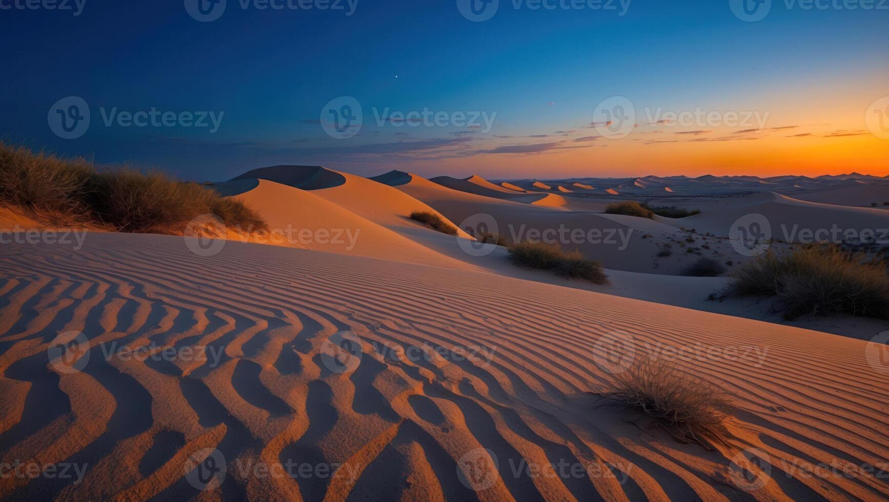 Exploring Desert Sand Dunes at Sunset with Rippling Sand Patterns photo