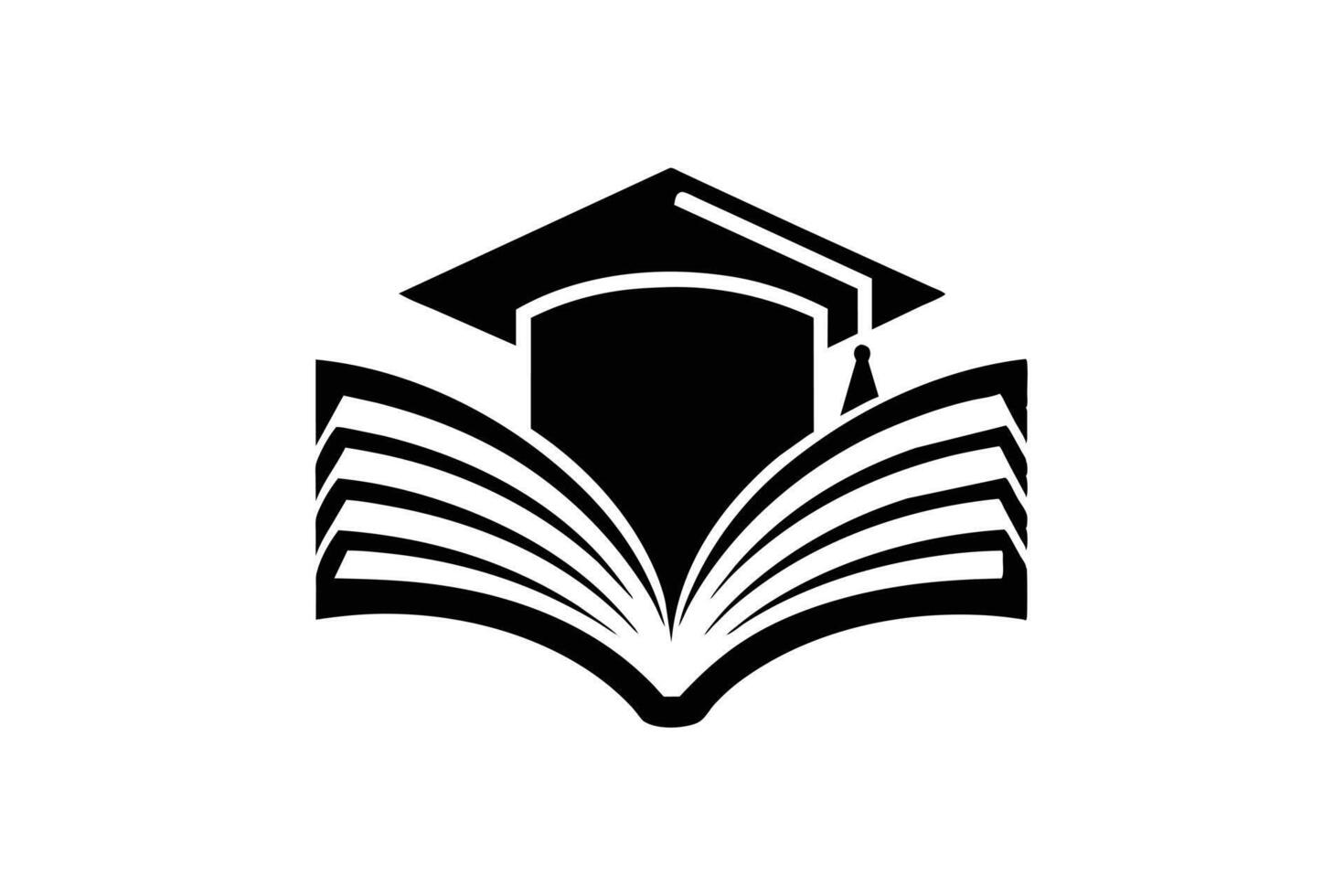 A Simple black and white graduation cap and books icon. vector