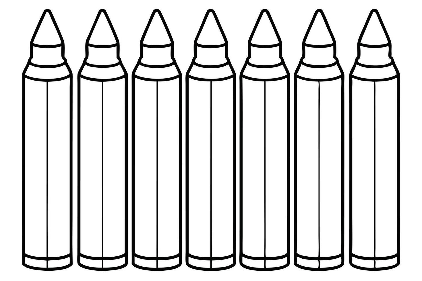 Simple black and white illustration of crayons vector