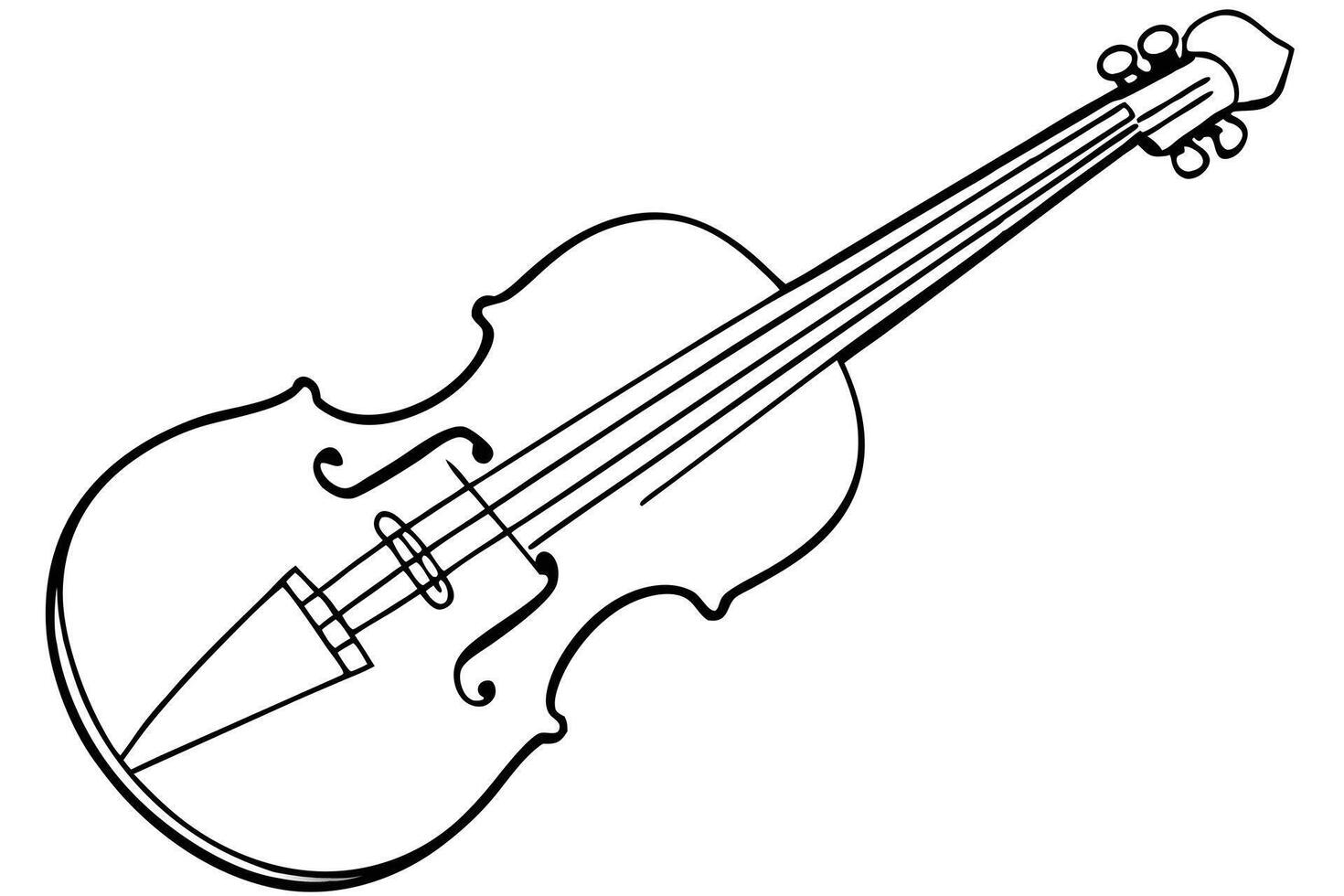 Simple black and white illustration of a cello. vector