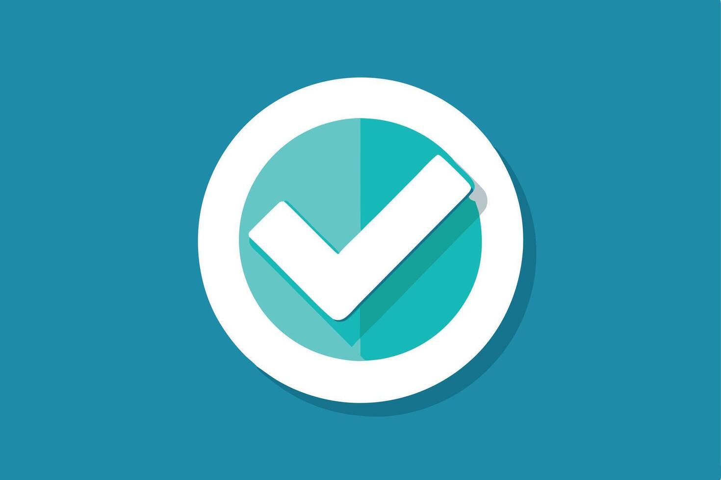 A modern graphic of a teal check mark icon. vector