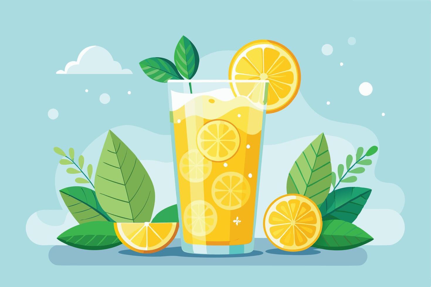 lemonade illustration in a glass, perfect for summer. vector