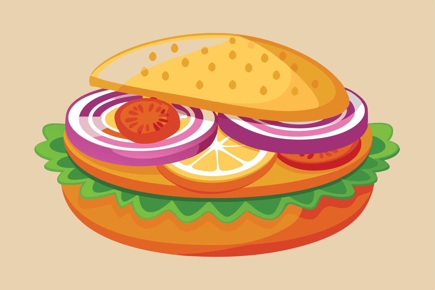 A Colorful Illustration of a Delicious Veggie Sandwich vector