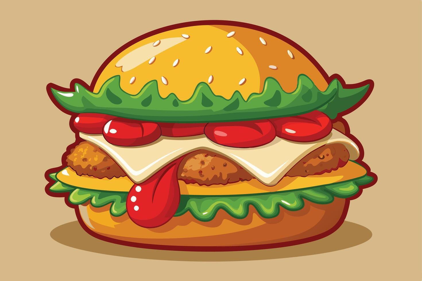 Cartoonish Burger Illustration with a Fun Design vector
