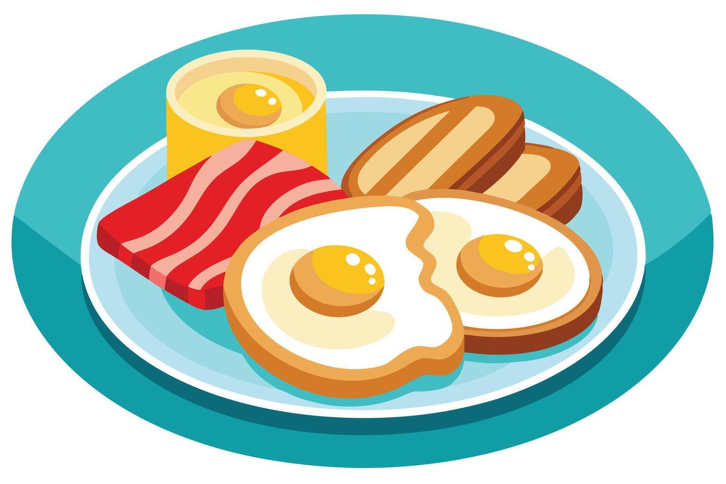 Breakfast of eggs, bacon, and toast, perfect for a healthy morning. vector