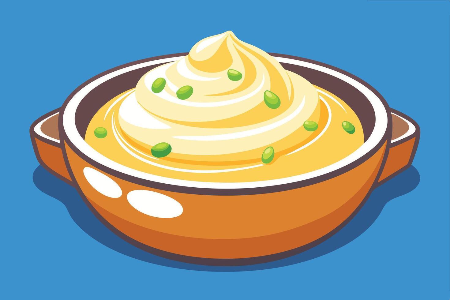 A creamy mashed potatoes in a ceramic pot. vector
