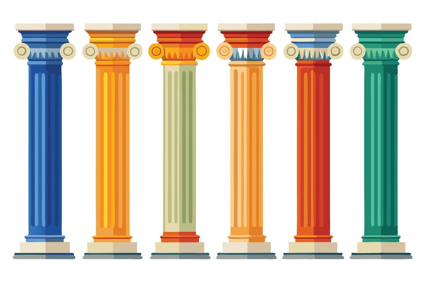 Colorful Classical Columns, Ideal for Architectural Design vector