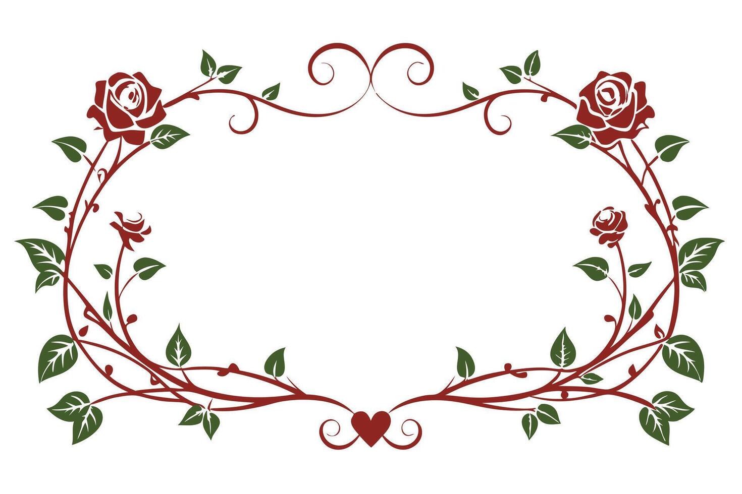 Elegant Rose and Vine Oval Frame Design for Graphic Use vector
