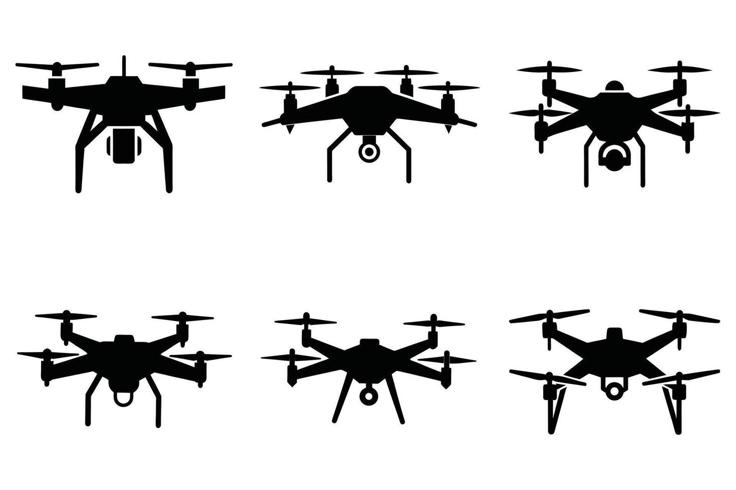 Collection of Drone Silhouettes in Various Angles vector