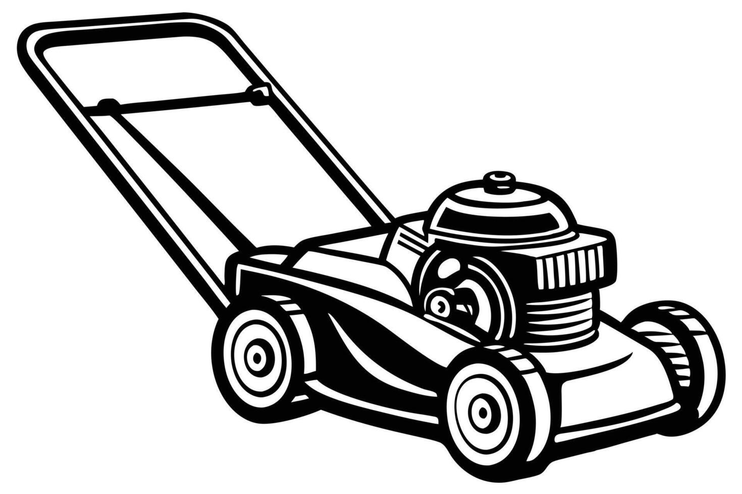 Classic Black and White Illustration of a Lawn Mower vector