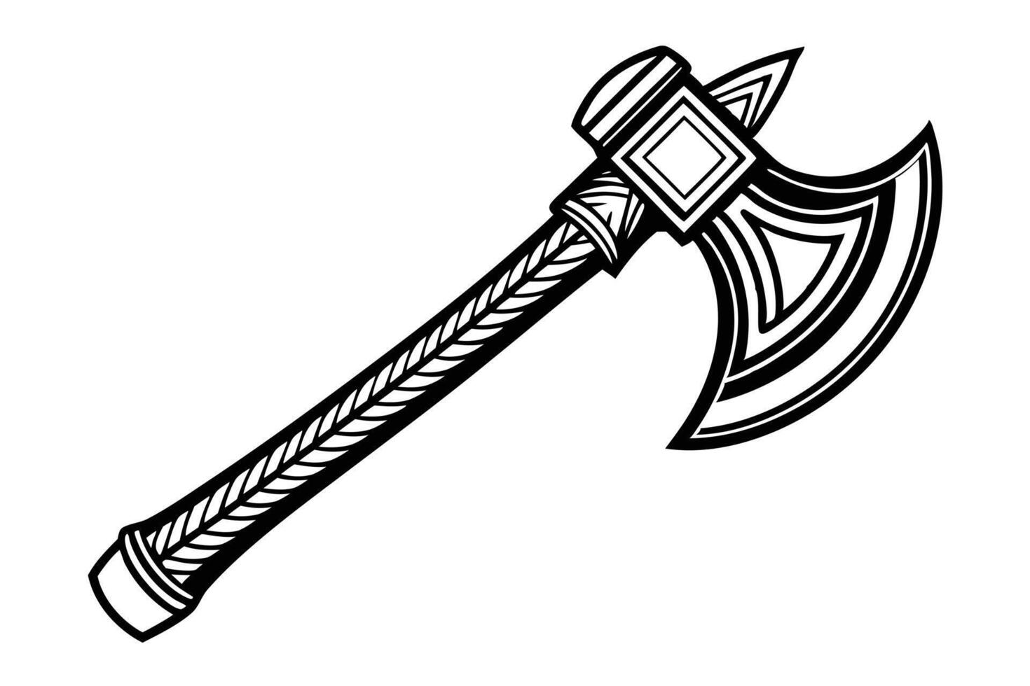 Black and White Axe Illustration vector