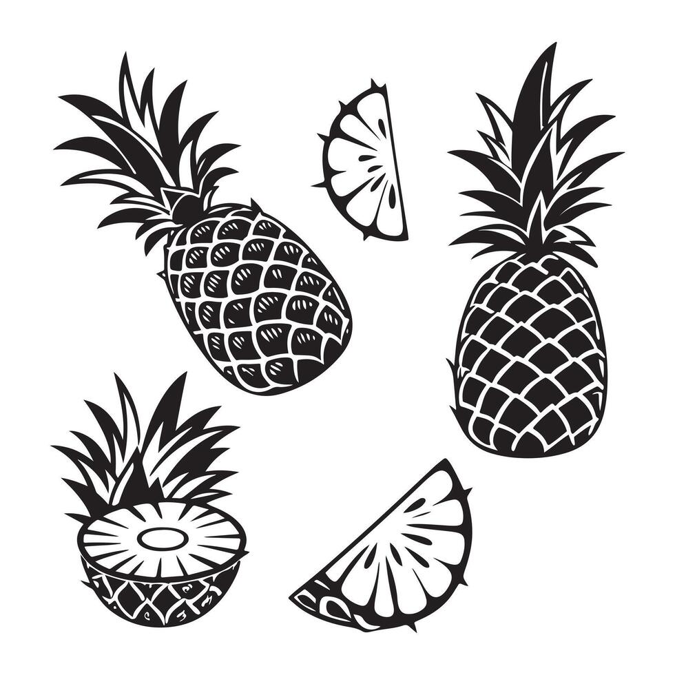Pineapple Cutout Design Set vector