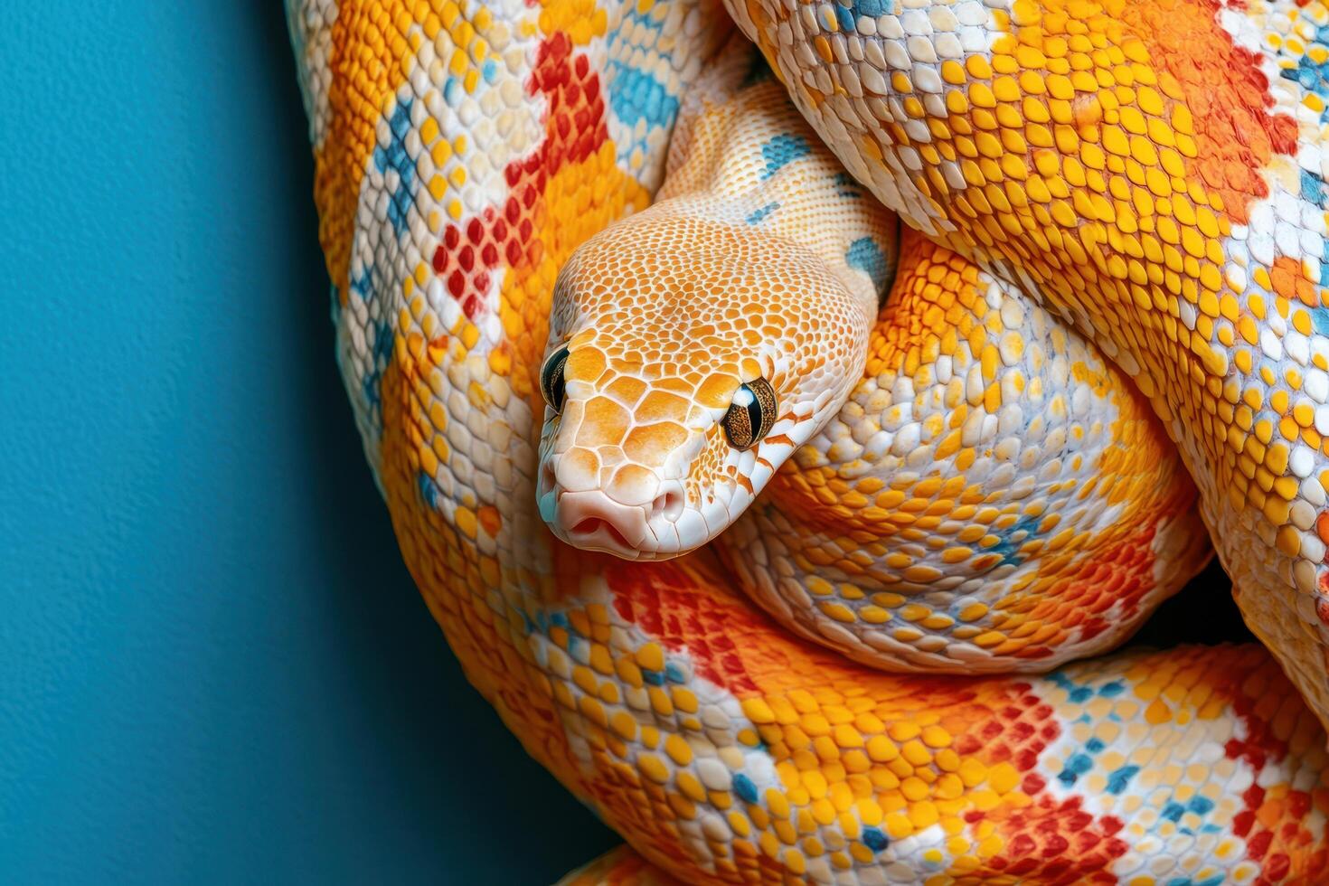 A snake with colorful patterns on its body photo