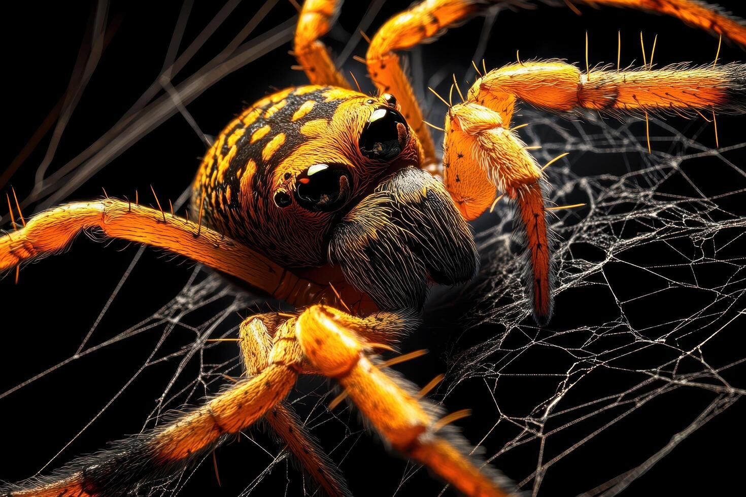 A spider is sitting on its web photo