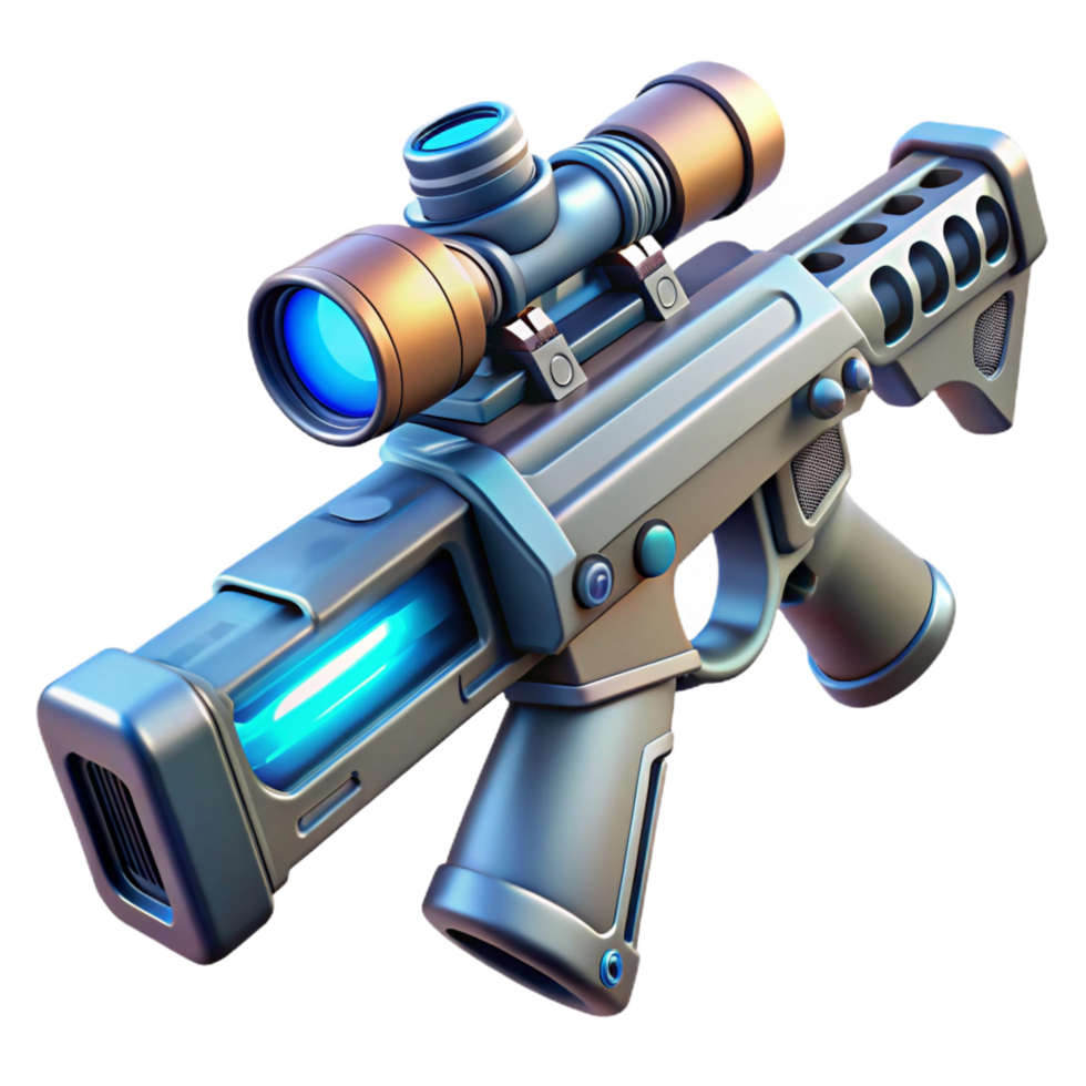 stunning minimalist Laser rifle, futuristic design, scope attached exclusive png