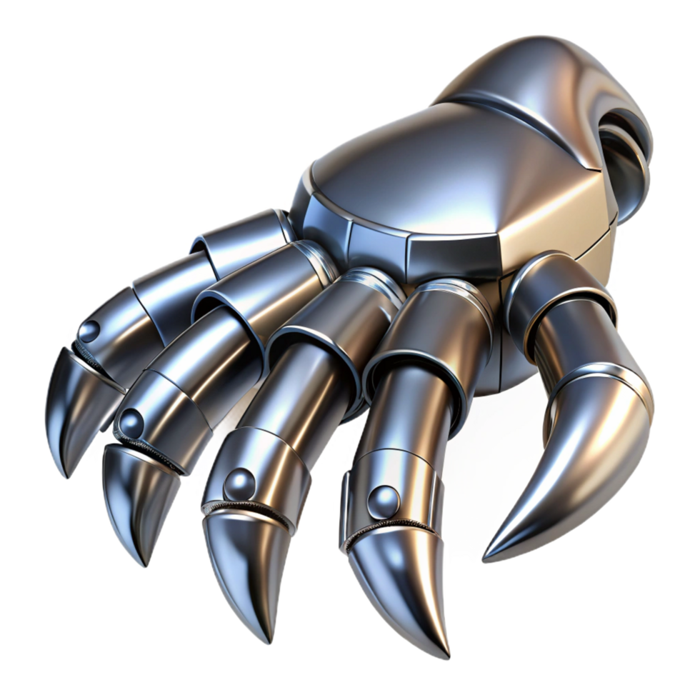 vibrant vintage Robot claw, metallic, sharp talons genuine png