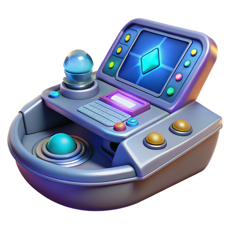 serene modern Spaceship console, holographic display, interactive buttons original png