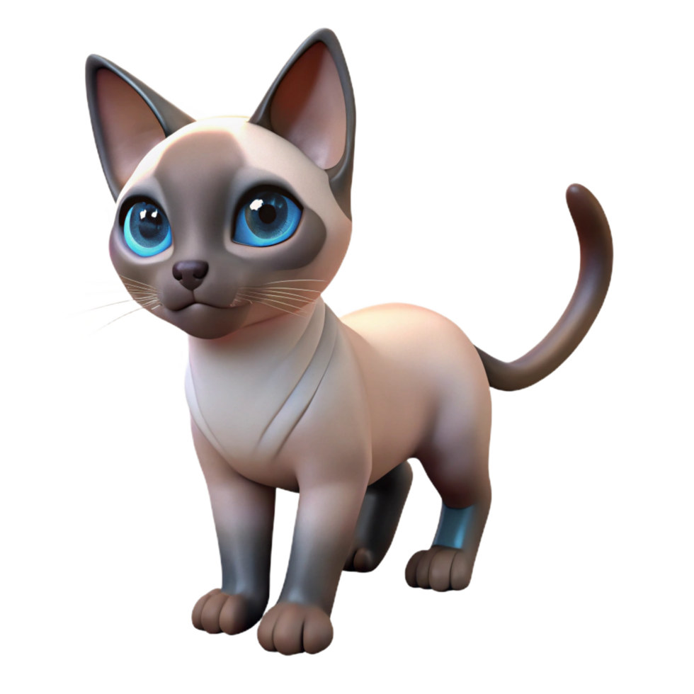 magnificent modern Curious kitten, Siamese cat, detailed png
