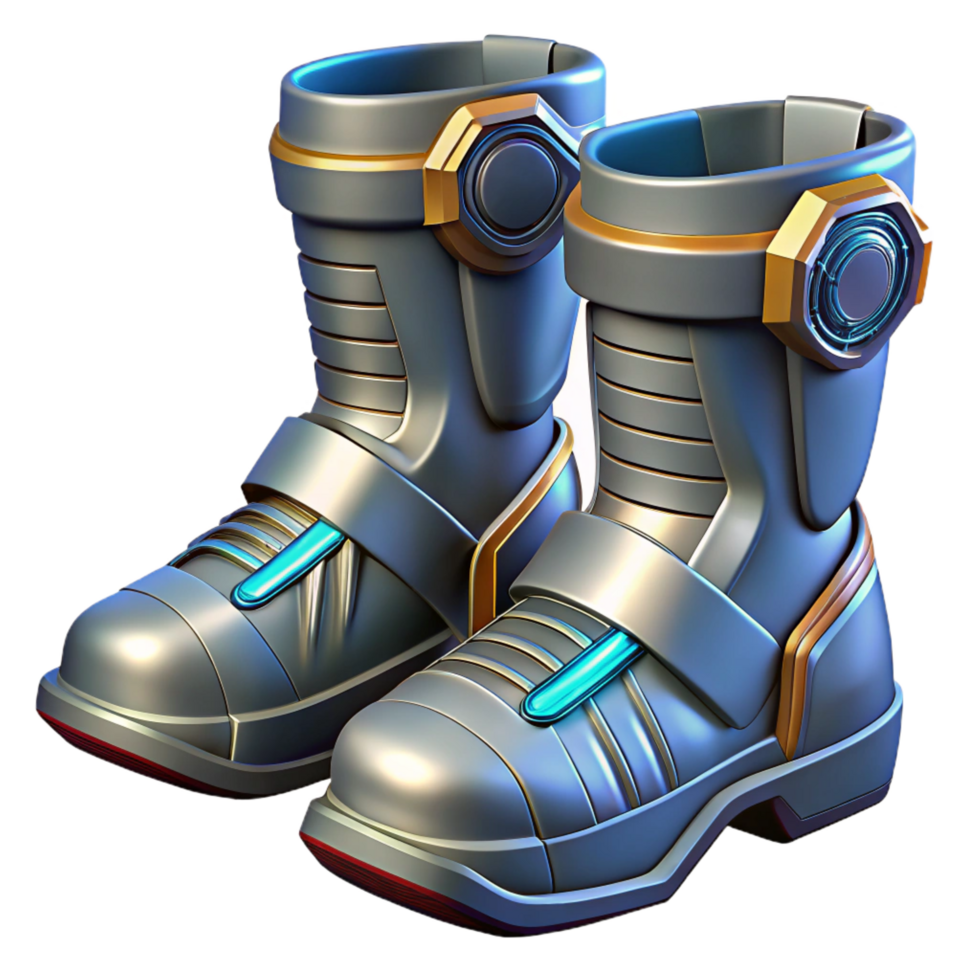 serene rustic Futuristic boots, armored, metallic accents premium png