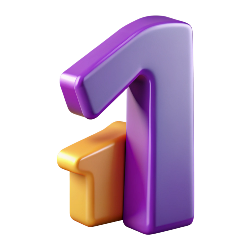 magnificent minimalist Number one, digit, genuine png